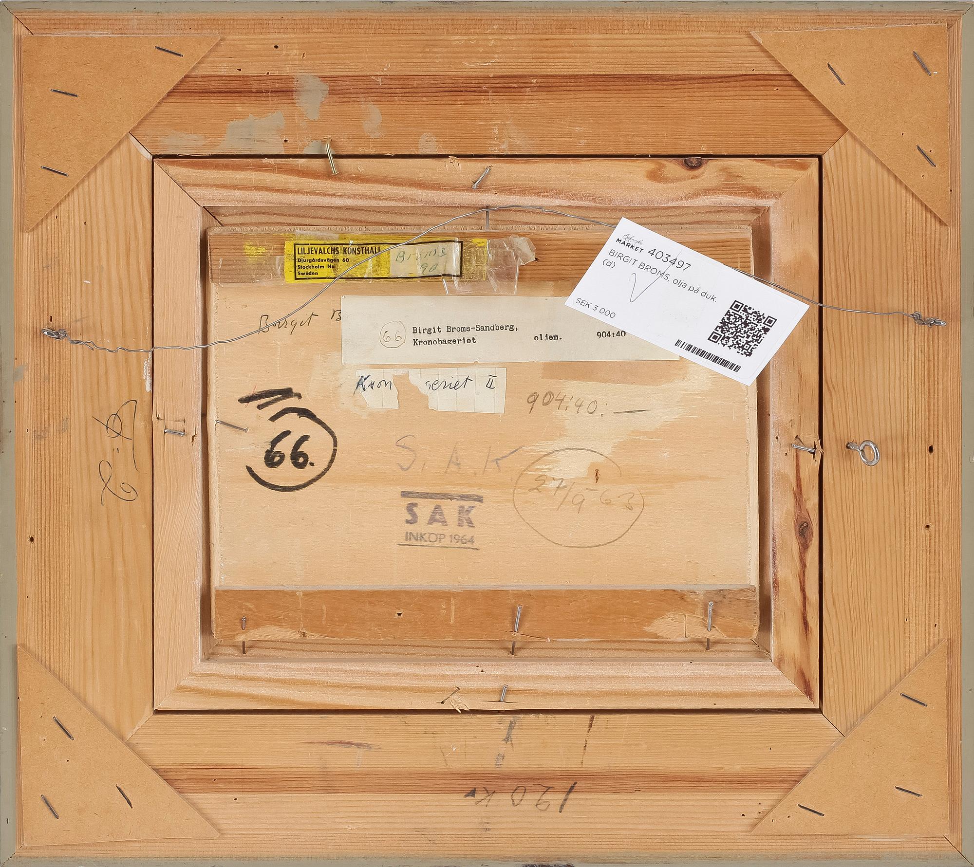 BIRGIT BROMS, olja på pannå, monogramsignerad.