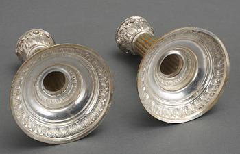 LJUSSTAKAR, ett par, silver, Lars Larson & Co, Stockholm, 1891. Vikt ca 289g.