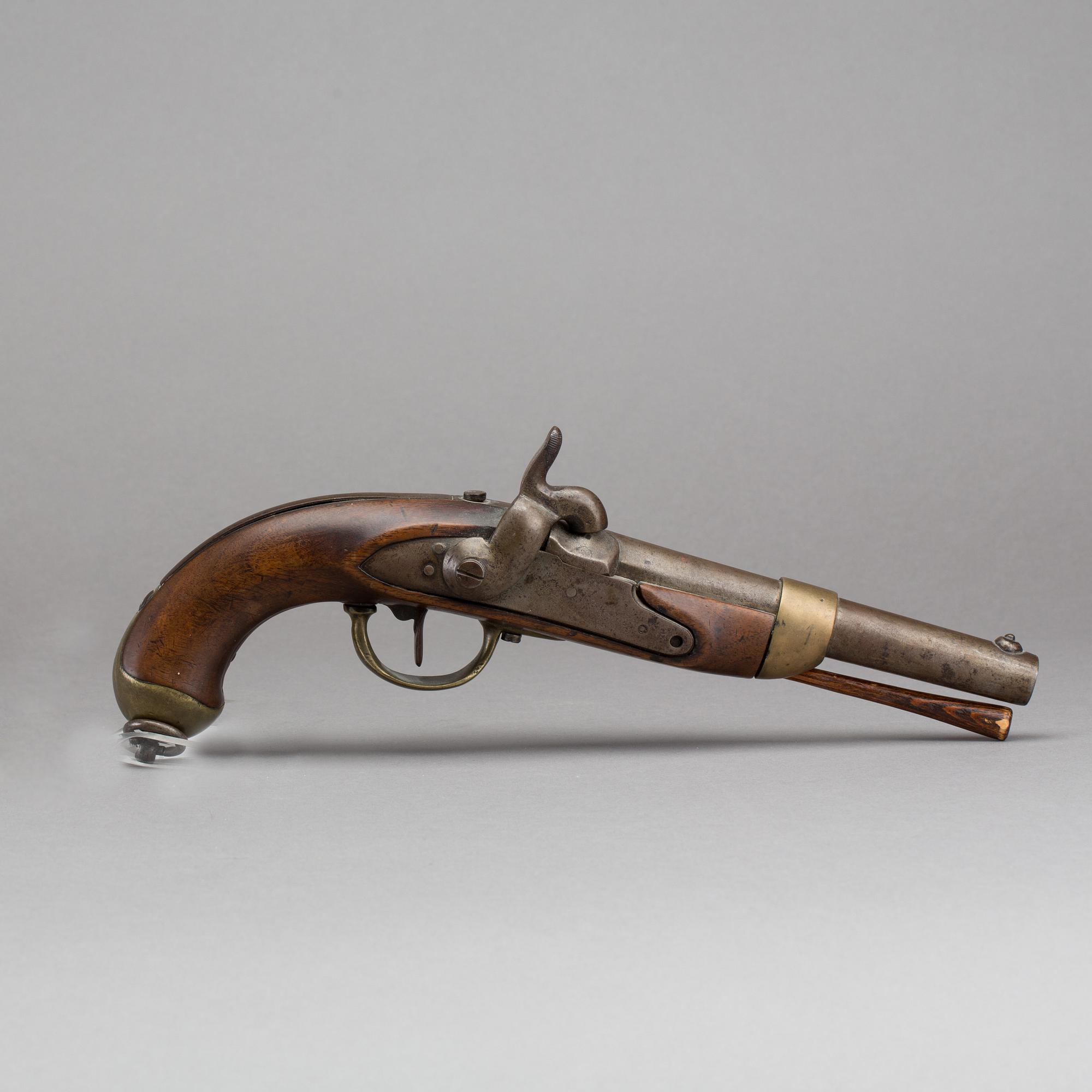 SLAGLÅSPISTOL MED LADDSTOCK, 1800-TAL.