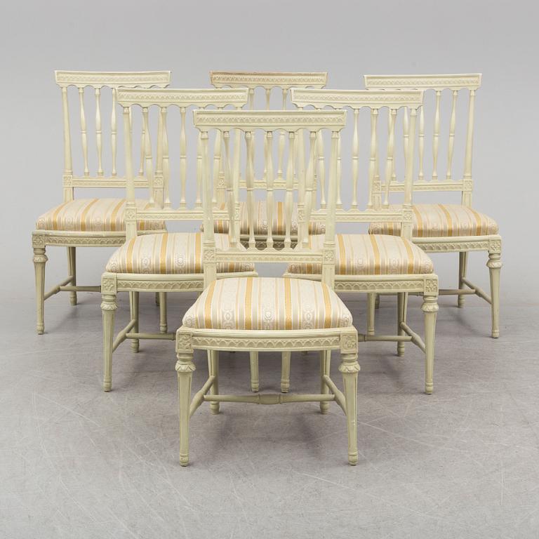 JOHAN ERIK HÖGLANDER, six Gustavian chairs, Stockholm, late 18th Century.