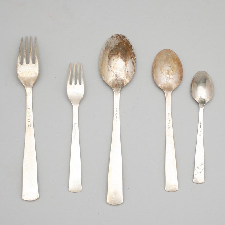 BESTICKSERVIS, 91 delar, silver, "Rosenholm", GAB, Stockholm, 1900-tal. Total vikt ca 2025 gram.