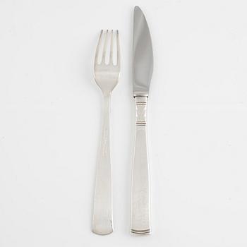 Cutlery set, 6 knives, 6 forks, silver, Guldsmedsaktiebolaget (GAB), 1976-1983.