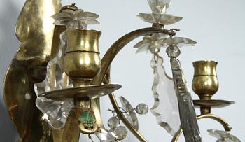 VÄGGLYSTRAR, ett par, barockstil, 1800/1900-tal.