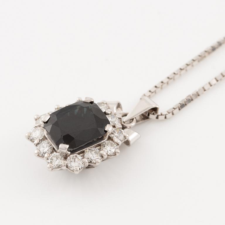 Pendant, Lennart Magnusson, 18K white gold with dark sapphire and brilliant-cut diamonds, chain included.