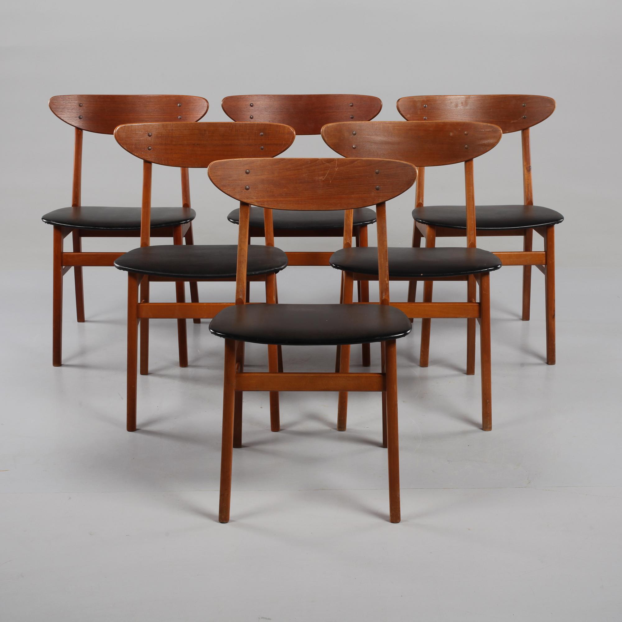 STOLAR, 6 st, Farstrup Möbelfabrik, Danmark, 1950/60-tal.