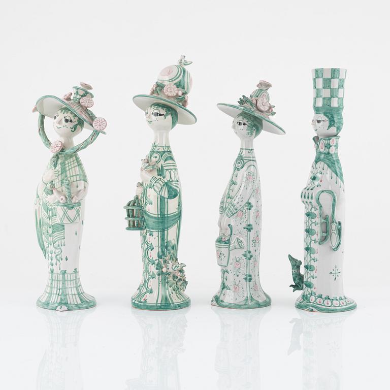 Björn Wiinblad, four earthenware figurines, 'The four seasons', Denmark, 1984-86.