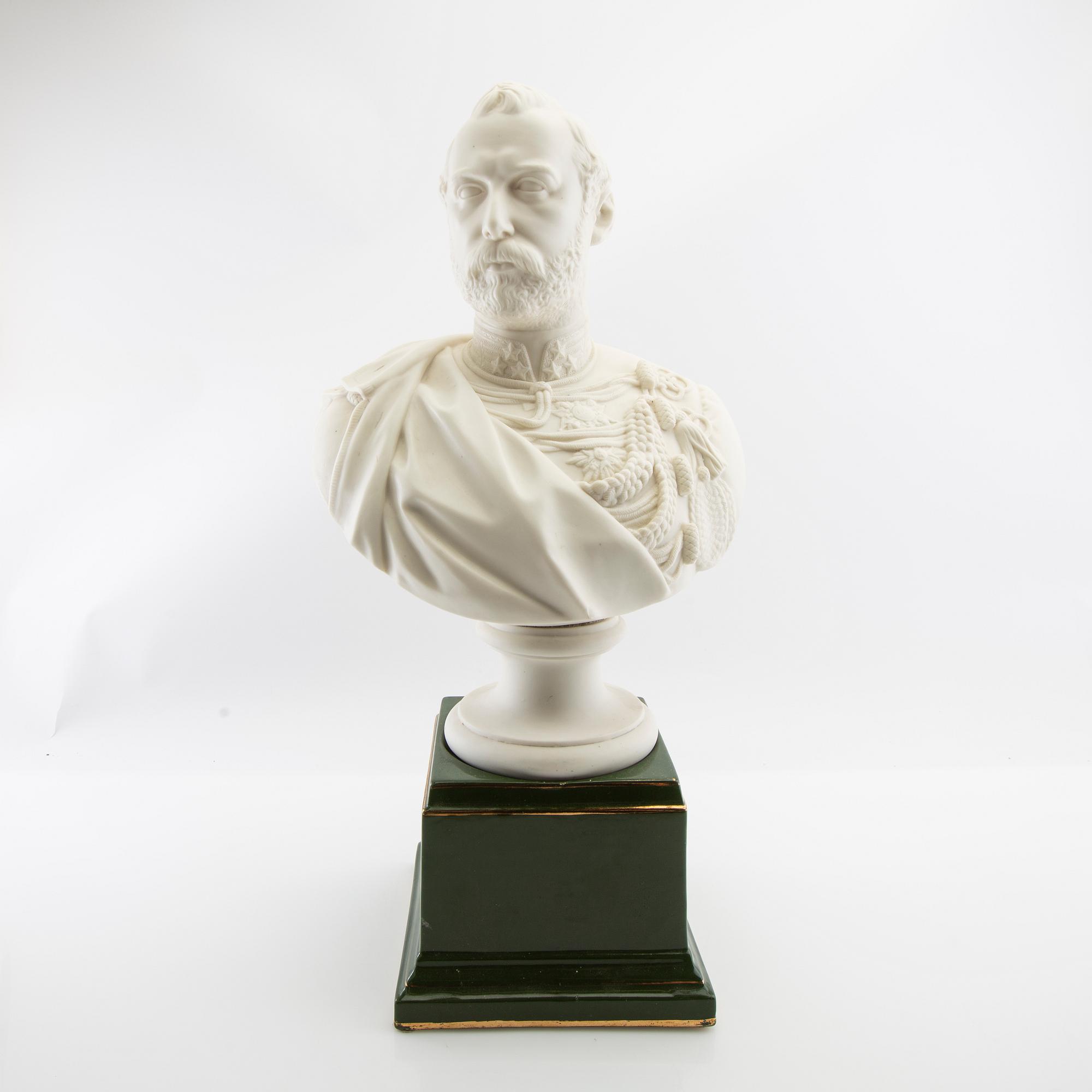Text: """
: "JP Molin Bust depicting King Charles XV Gustavsberg, first half of the 20th century-.