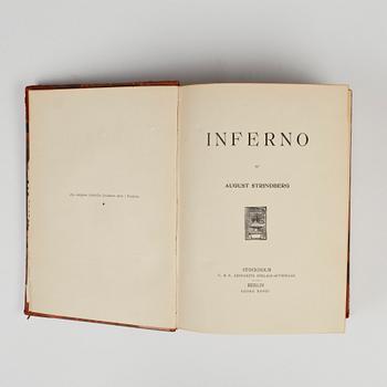 BÖCKER, 2 st, "Inferno" resp "Inferno sambunden med "Till Damaskus" av August Strindberg, Stockholm 1897.