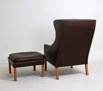 FÅTÖLJ med FOTPALL, Börge Mogensen, Fredericia Stolefabrik, Danmark.