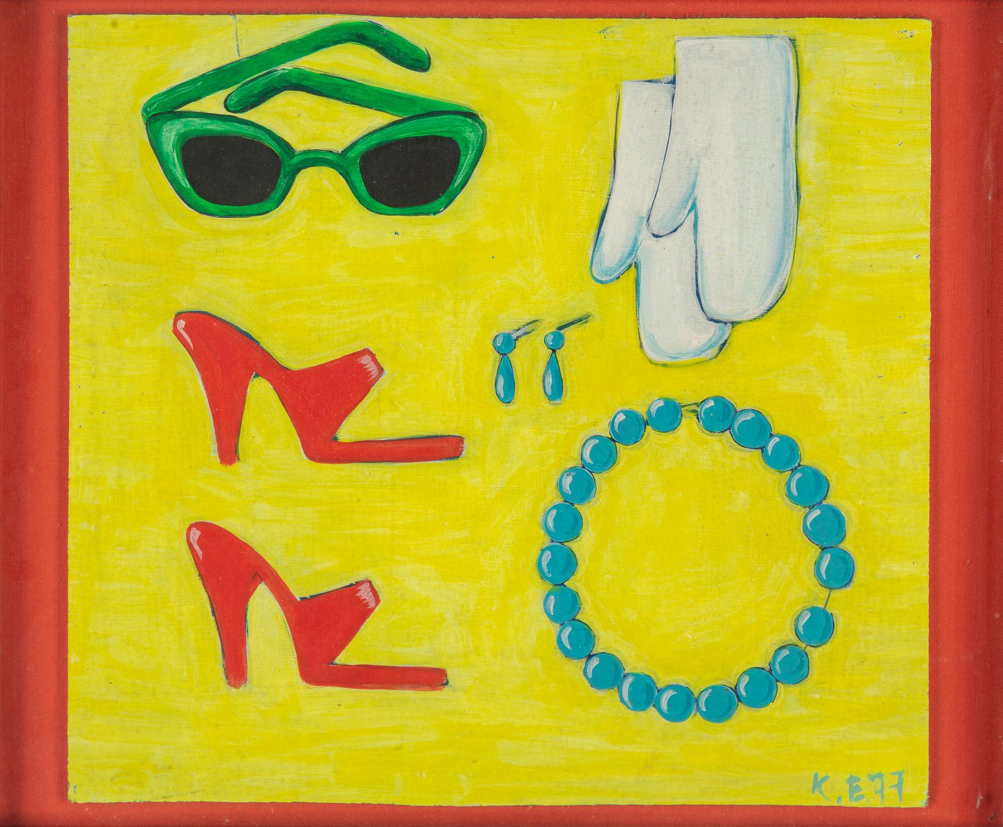 KRISTINA ELANDER, mixed media on panel, signed and dated -77.