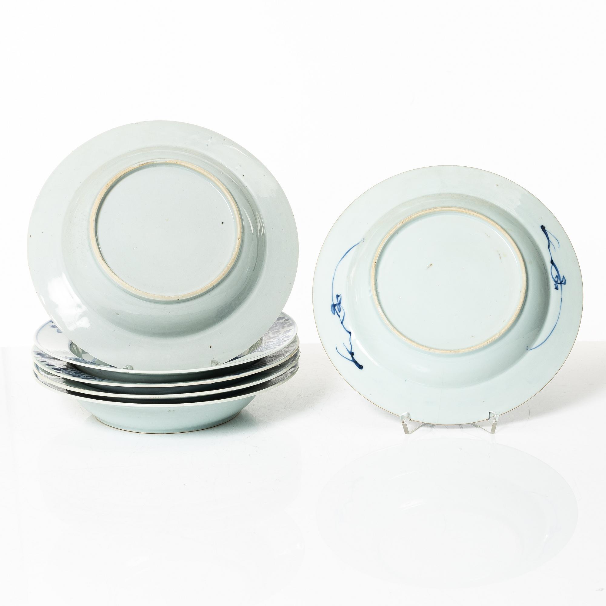 Djupa tallrikar, 8 st, kompaniporslin, Kina, Qingdynastin, Qianlong (1736-95).