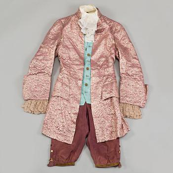 Two theater costumes, 18th century fashion style, mid 20th century,