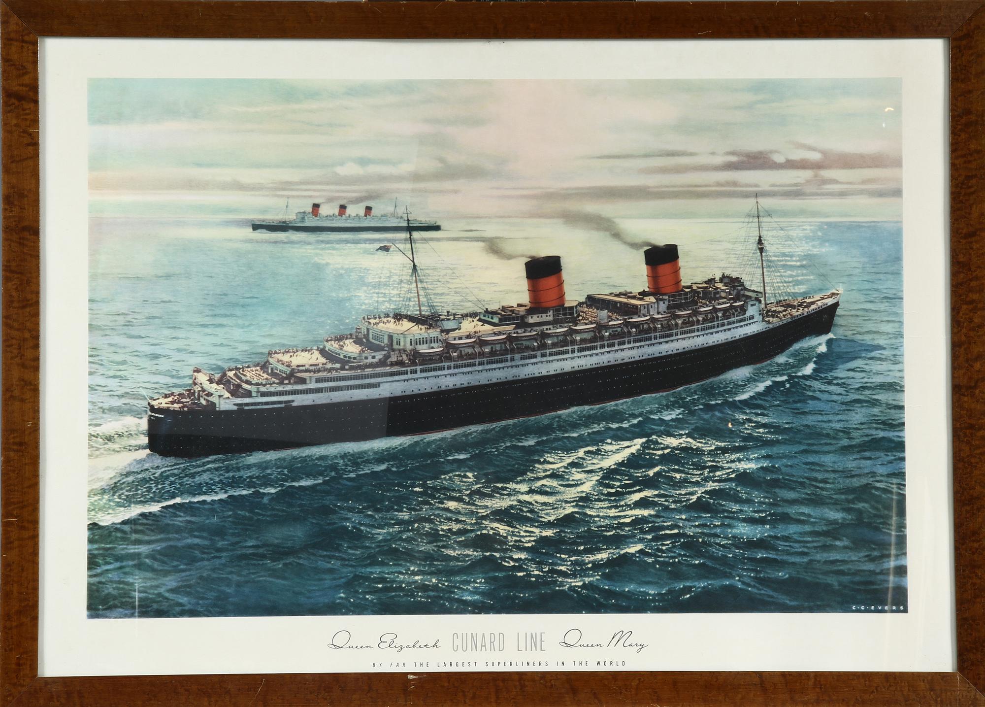 AFFISCH, "CUNARD LINE", 1900-talets andra hälft.
