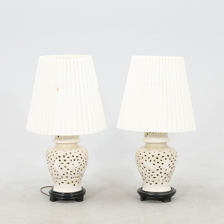 Table lamps, 1 pair, Bergboms for Dux, late 20th century, porcelain.