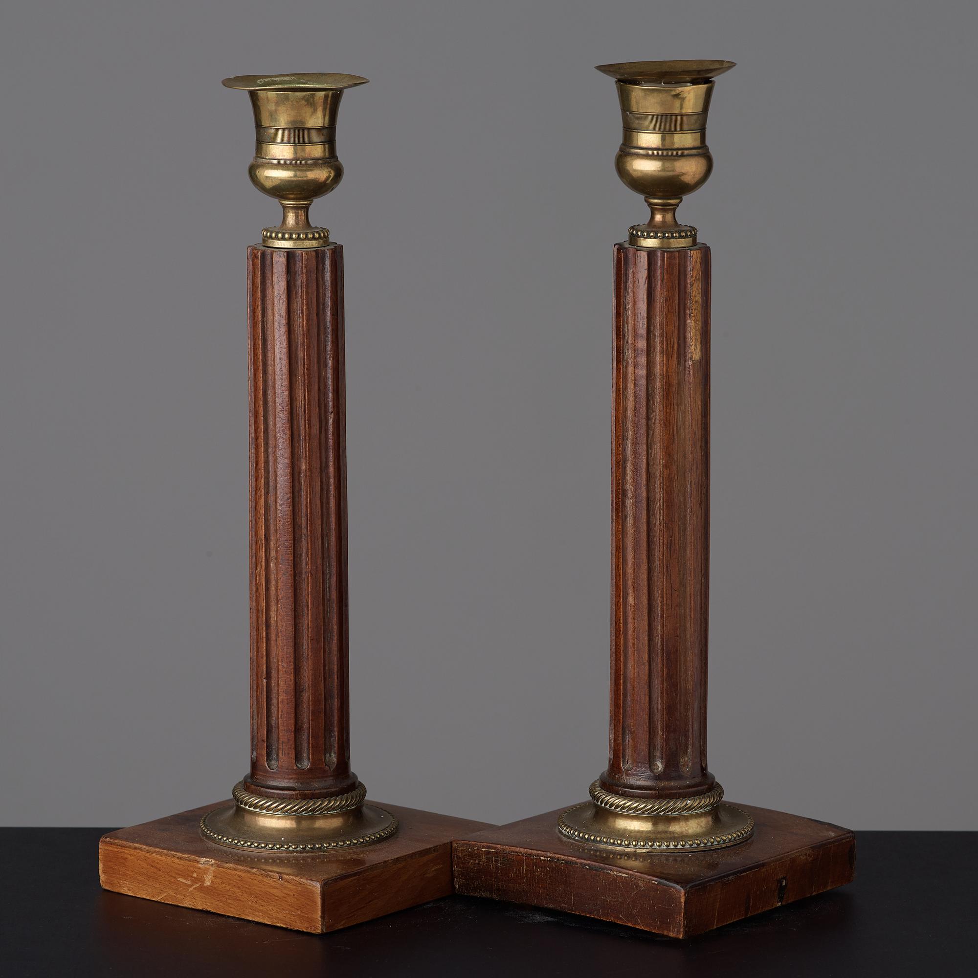 A pair of late Gustavian late 18th century candlesticks.