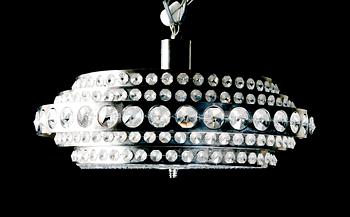 TAKLAMPA, krom och kristall, 1960-tal.