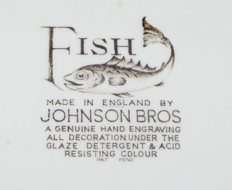 FISKSERVIS, 9 delar, porslin, "Fish", Johnson Bros, England.