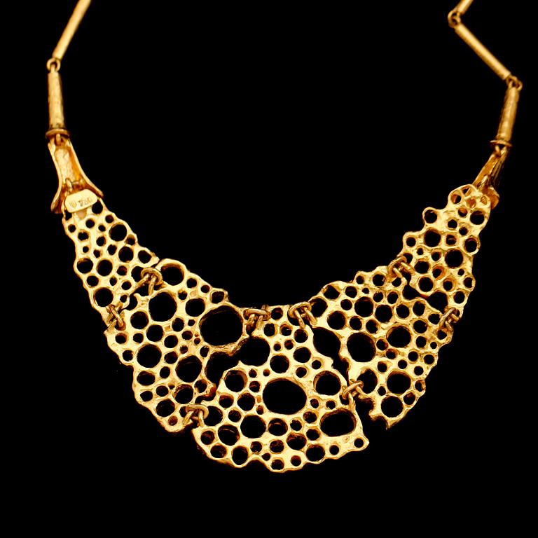 COLLIER, 18 k guld, modern design, 1900-talets andra hälft. Vikt ca 106 gram.