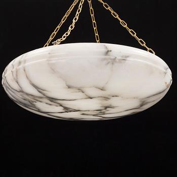 An alabaster ceiling lamp, circa 1900.