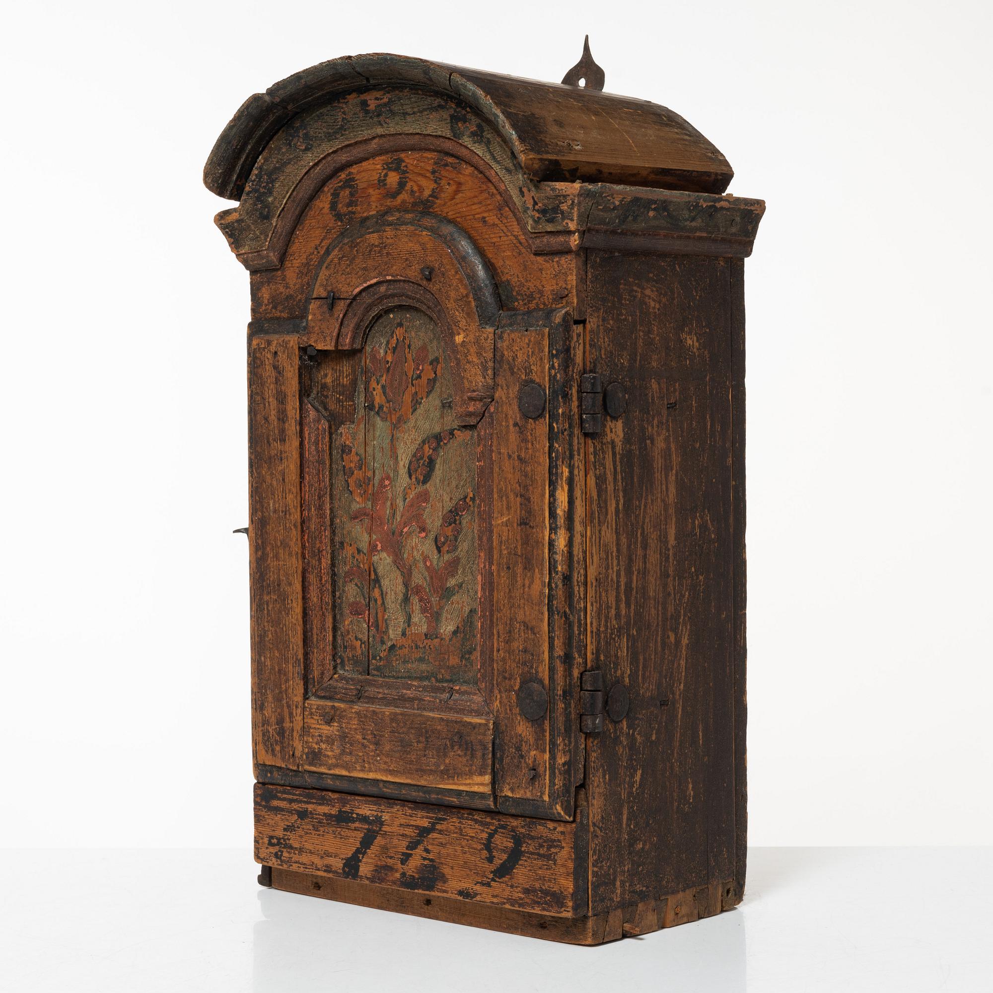 A wall cabinet, West Swedish folk art, 18th century.