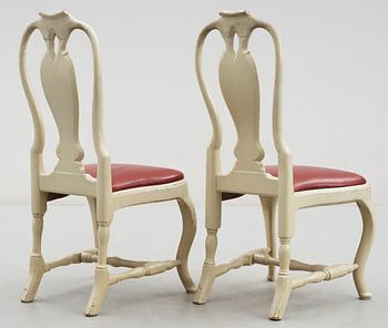 A pair of Swedish Rococo 18th century chairs.