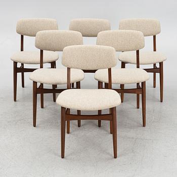 Six chairs, Denmark, mid 20th century.