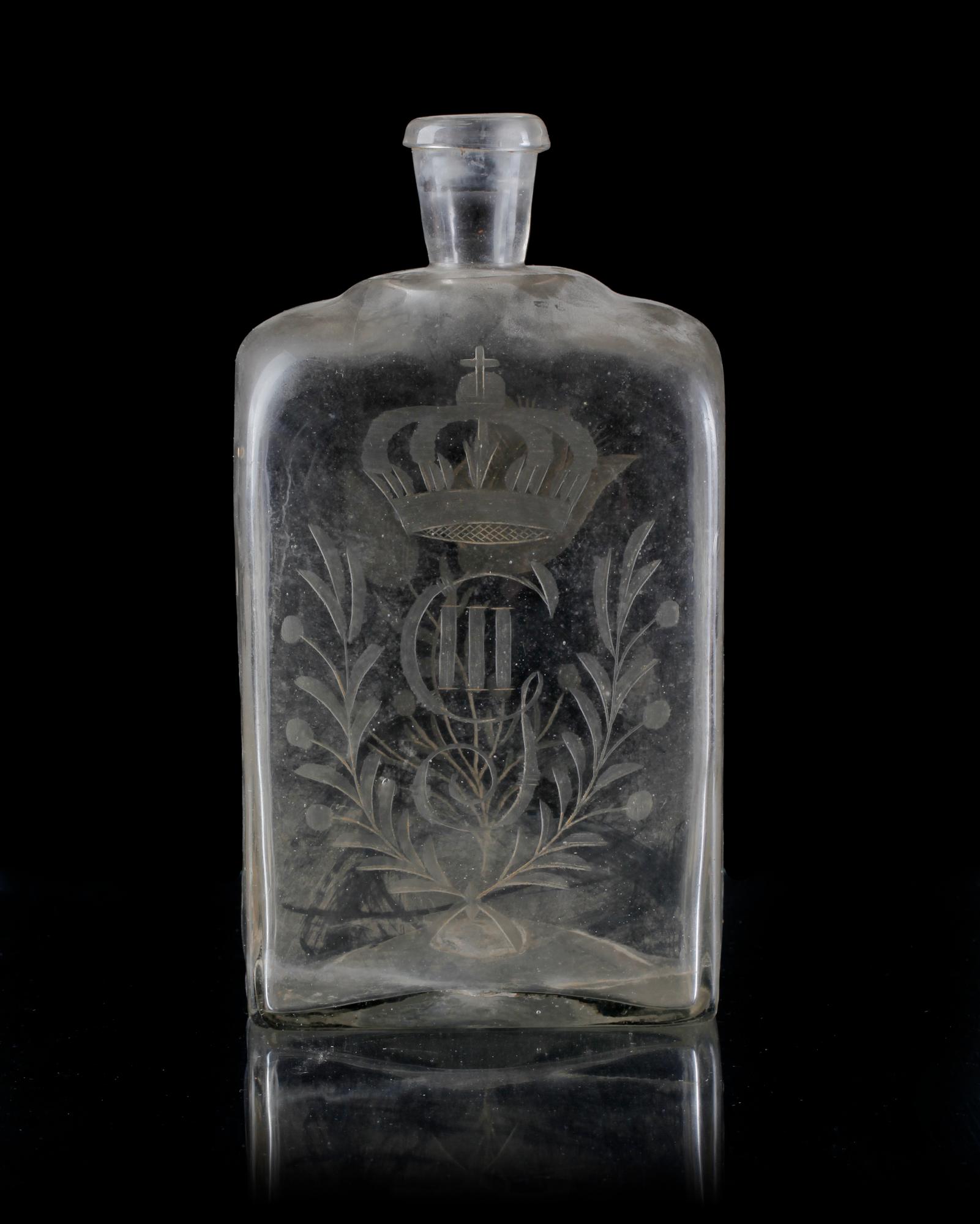 FLASKA, glas, 1800-talets första hälft.