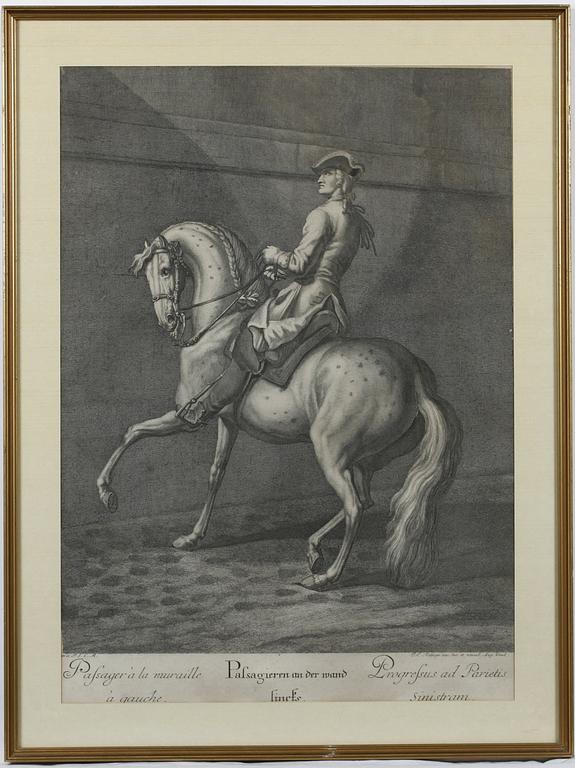 GRAVYRER, 4 st. Efter J.E. Ridinger. 1800/1900-tal.
