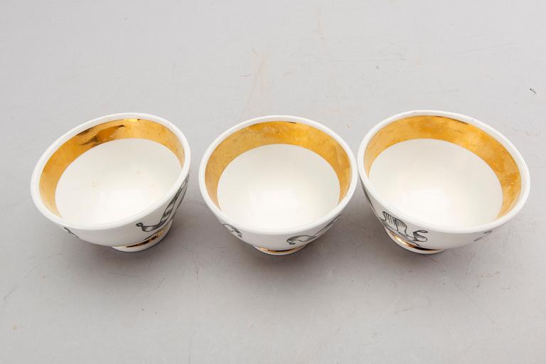 PIERO FORNASETTI, 6 porcelain bowls, Milan, Italy.