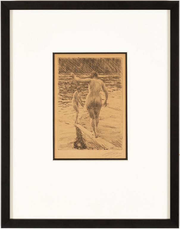 Anders Zorn,  etching, 1919, signed.