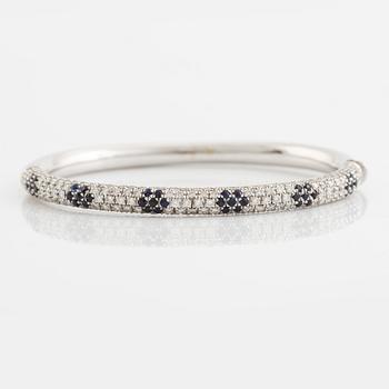 Sapphire and brilliant cut diamond bangle.