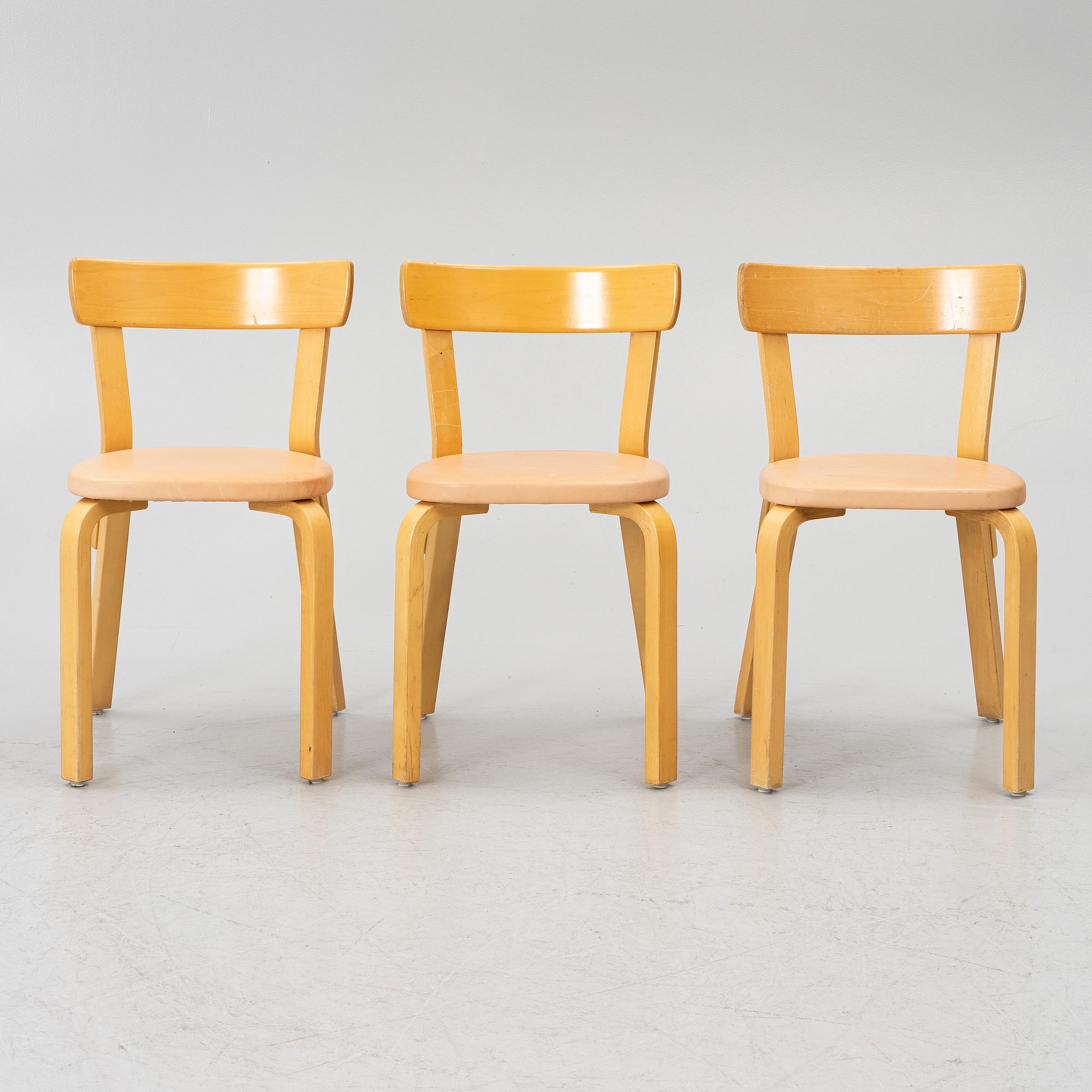 Alvar Aalto, a set of six chairs model 69, Artek, Finland, second half of the 20th century.