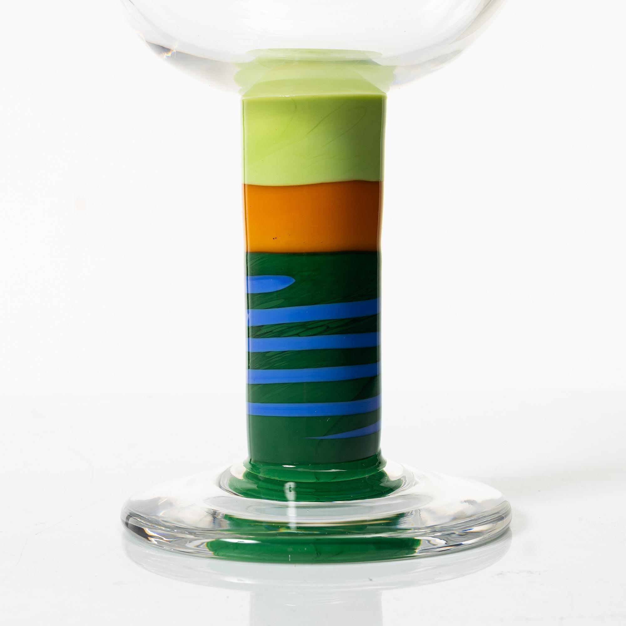 Gunnar Cyrén, a "pop" glass goblet, Orrefors 1960s/70s.