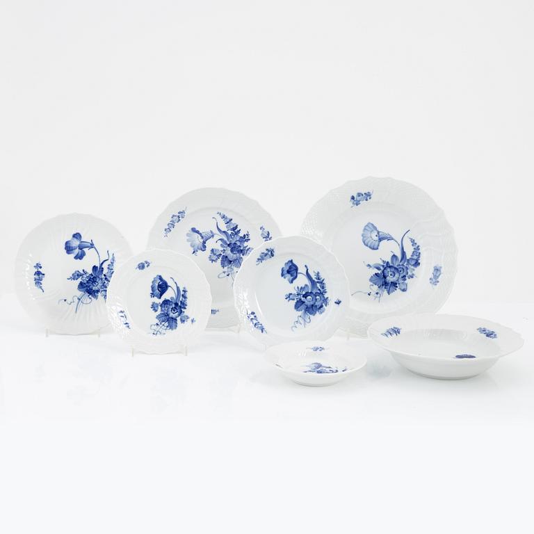 A porcelain coffee and dinner service, 116 pieces, 'Blue flower', Royal Copenhagen, Denmark.