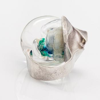 Björn Weckström, "Petrified lake", a sterling silver and acrylic ring. Lapponia 1973.