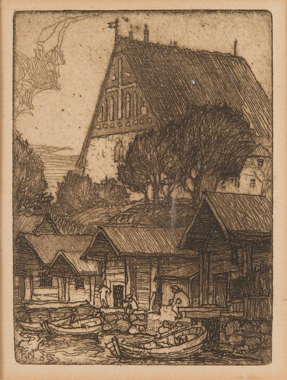 Frans Nyberg, etsning, plåtsignerad.