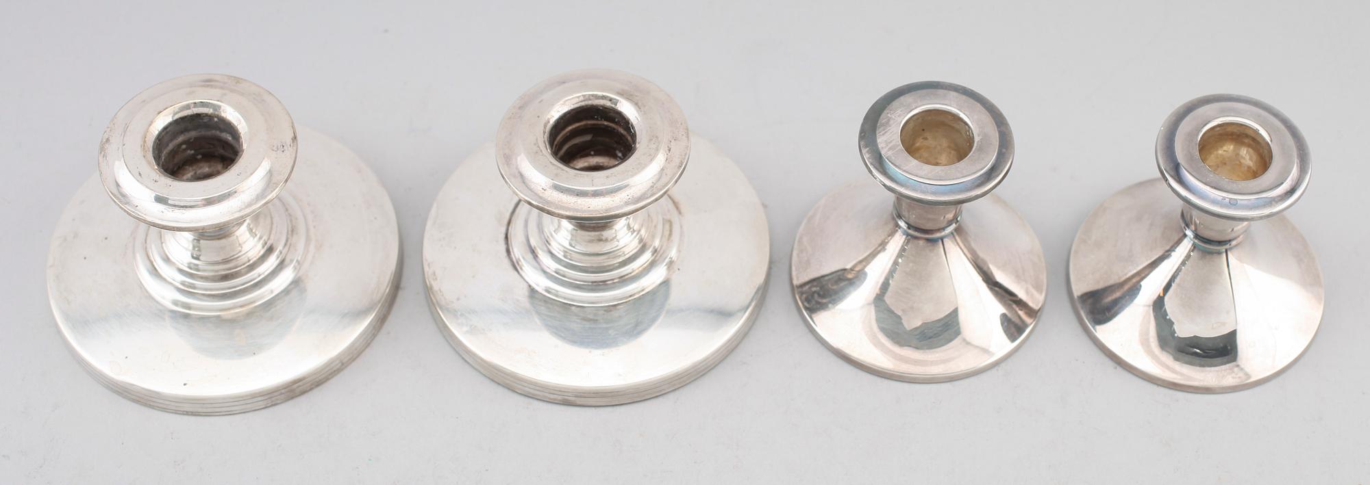 LJUSSTAKAR, 2 par, silver, 1900-talets första hälft.