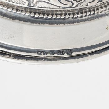 Lockpokaler, 2 st, silver, bl a Carl August Nilsson, Malmö 1885.