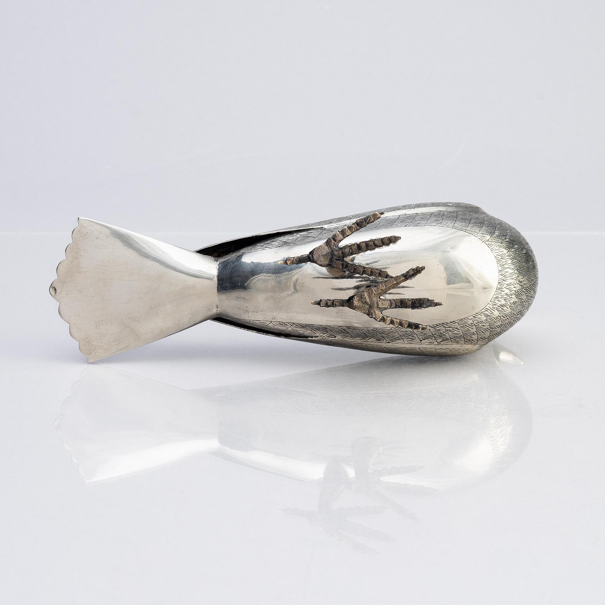 A Persian silver pigeon, the Qajar dynasty (1789–1925).