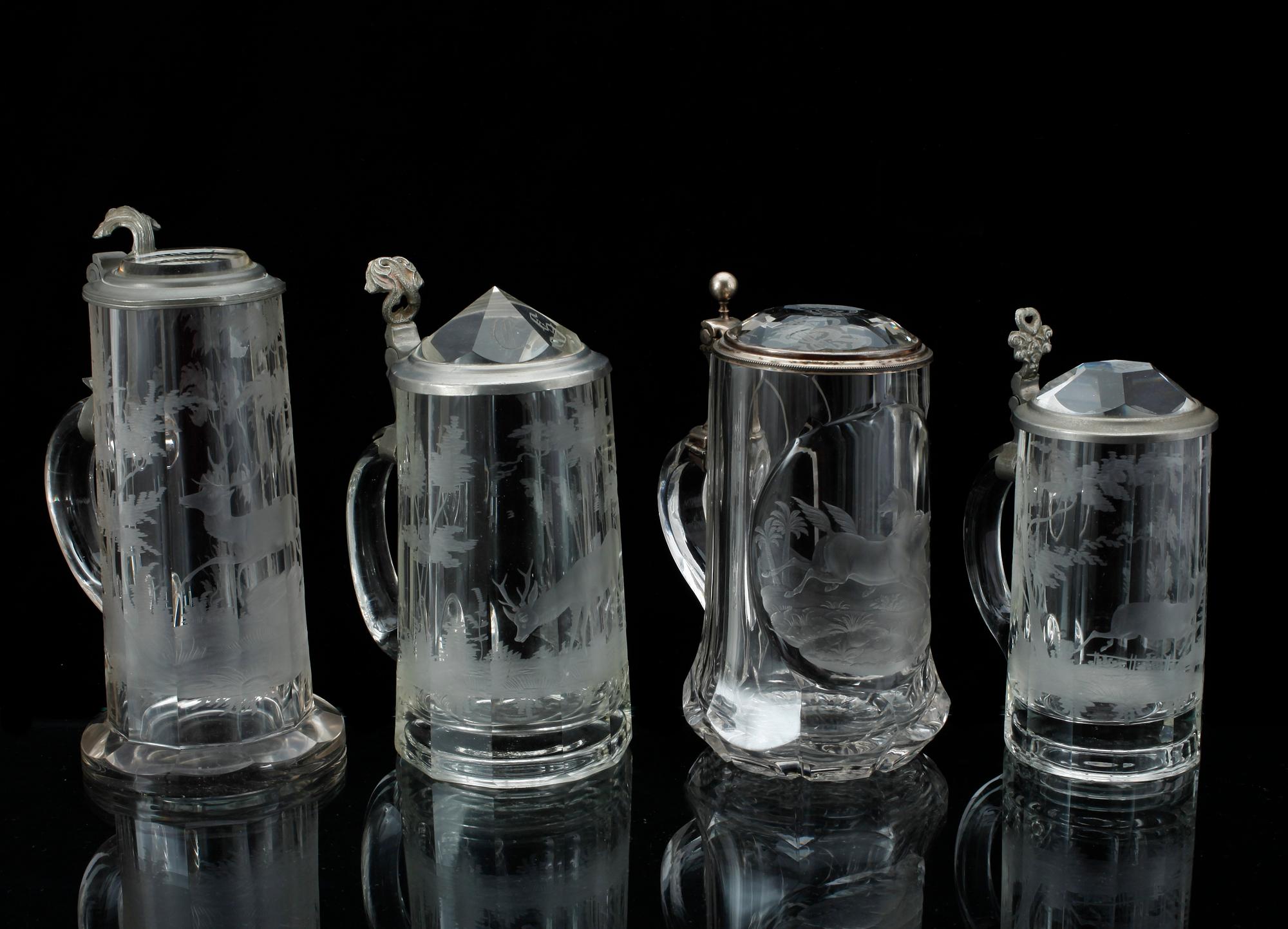 STOP, 4 st, glas och tenn, 1800-talets slut.