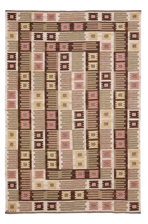 CARPET. "Nyponblomman". Flat weave. 300 x 202 cm. Signed AB MMF.