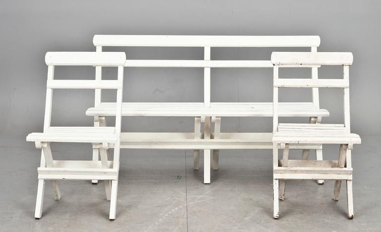 TRÄDGÅRDSMÖBLEMANG, 4 delar, 1900-talets första hälft.