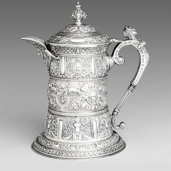 A Victorian silver flagon, maker's marks of  John Aldwinckle & Thomas Slater, London 1889.