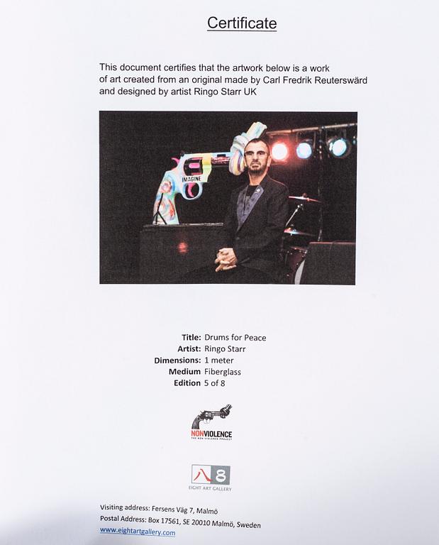 CARL FREDRIK REUTERSWÄRD Non-Violence Project Foundation sculpture numbered 5/8.