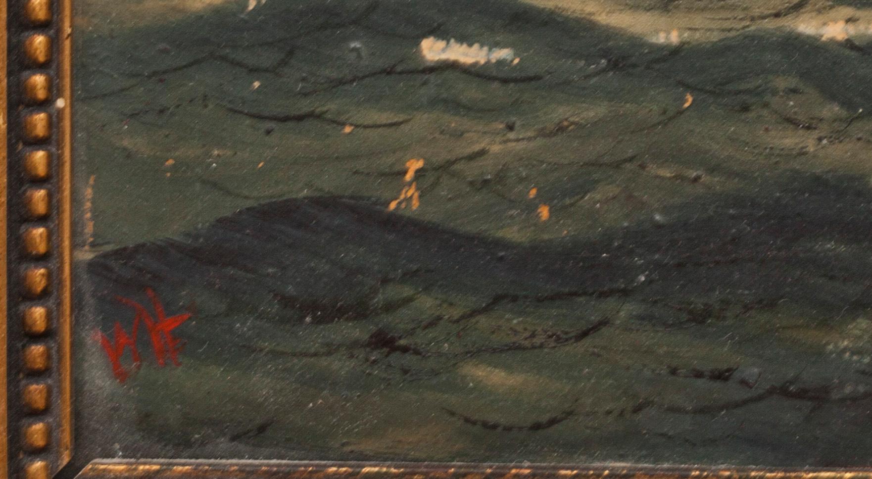 OKÄND KONSTNÄR, olja på kartong, monogramsignerad.