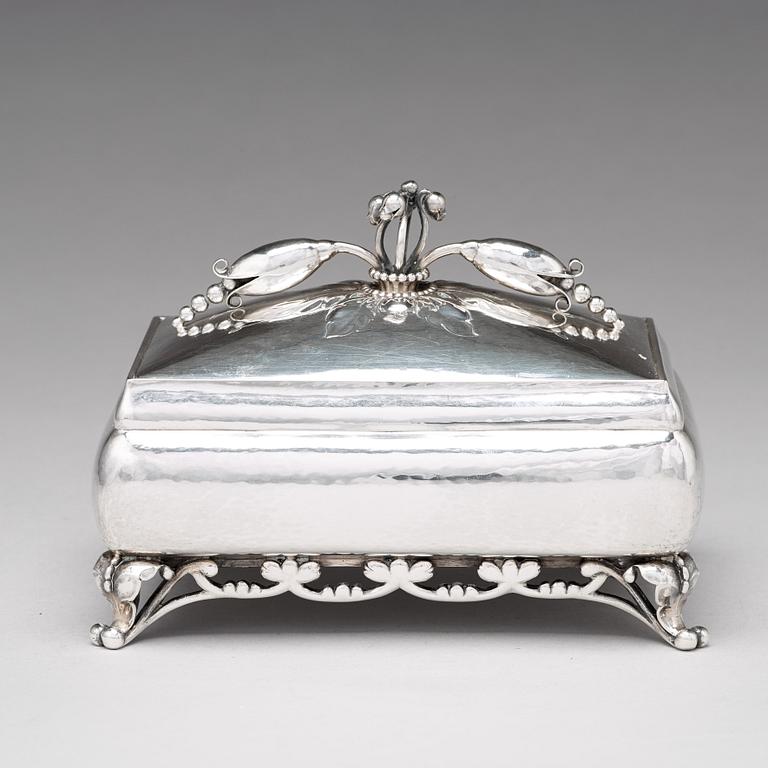 Georg Jensen, an 830/1000 silver box executed in Copenhagen 1919-21, design nr 156 C,