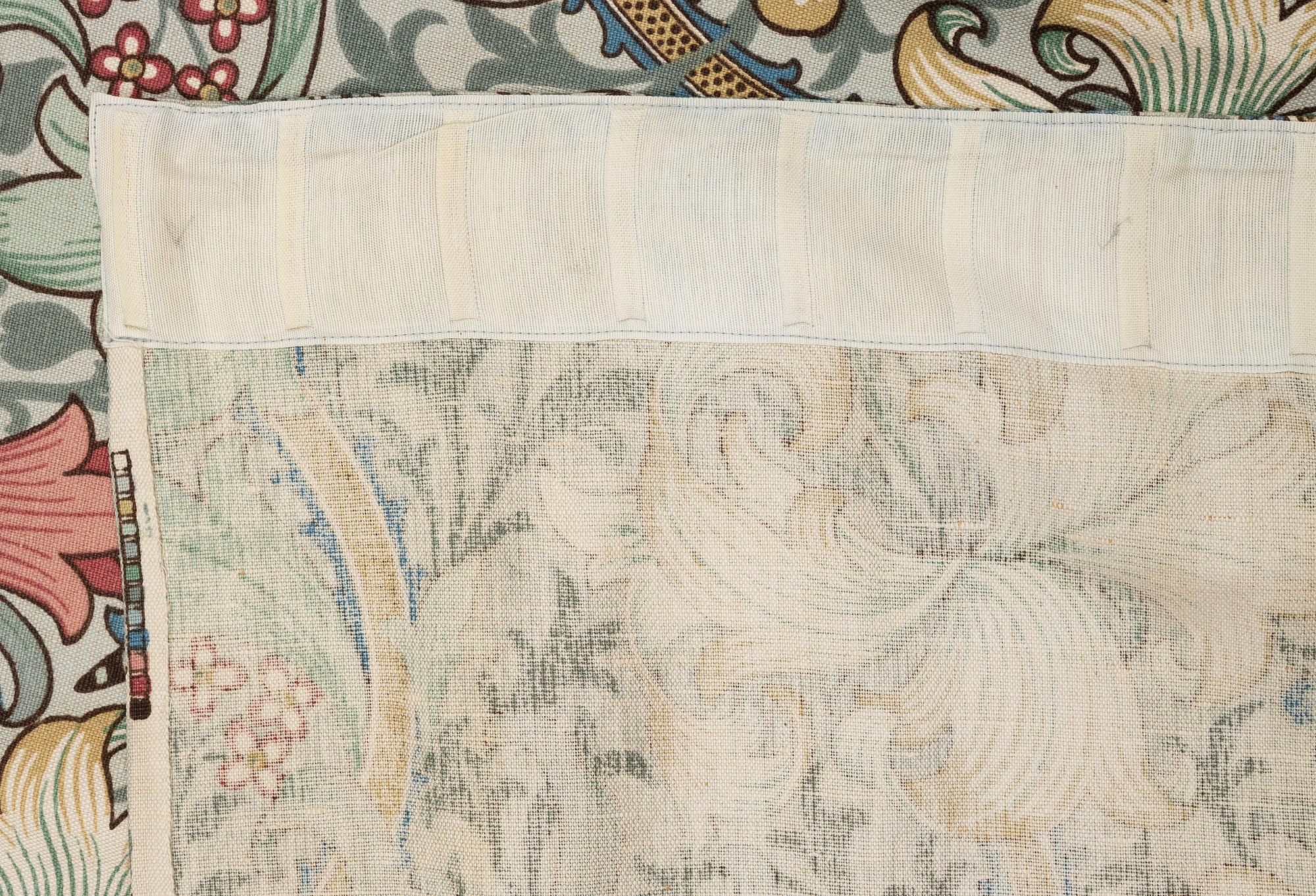 John Henry Dearle, curtains, 6 pcs, "Golden Lily", William Morris Collection, Sanderson, England.