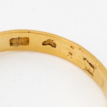 Ring, 23K guld med pärla.