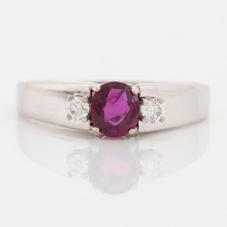 Ruby and brilliant cut diamond ring.