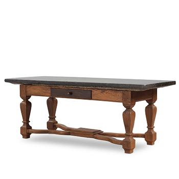 21. A Swedish stone top table, 19th century.